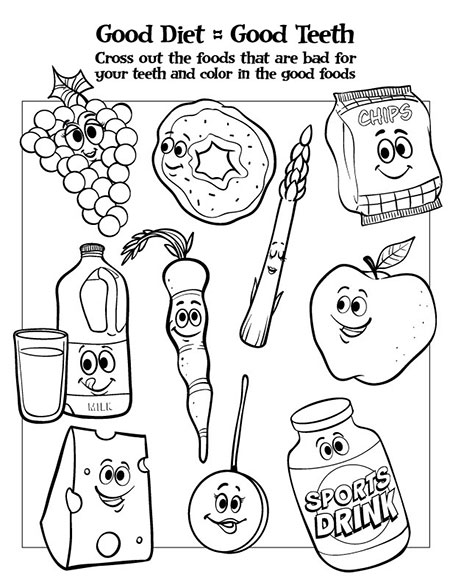 Good Diet, Healthy Foods Activity Sheet - Pediatric Dentist in Duncan, SC and Spartanburg County